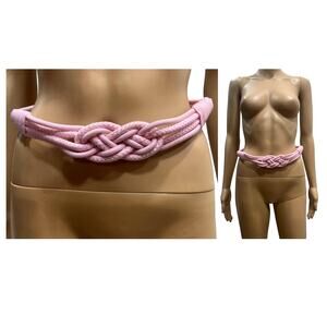 80s Pink Obi Belt with Knot Design | Stretch fits 29 - 38 "